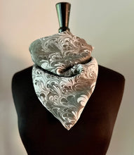 Load image into Gallery viewer, Black and White Bouquet 21x21 Square Habotai silk. For your hair, as a neckerchief , pocket square, or accessorize your  dog.