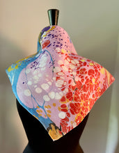 Load image into Gallery viewer, Summer colors 21x21 Square Habotai silk. Wear this unique piece in your hair, as a neckerchief, pocket square, or accessorize your dog.