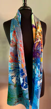 Load image into Gallery viewer, Double sided Random Colors Charmeuse Silk 72x14” bold fun. This beautiful silk makes a unique dresser cover and scarf