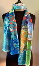 Load image into Gallery viewer, Double sided Random Colors Charmeuse Silk 72x14” bold fun. This beautiful silk makes a unique dresser cover and scarf