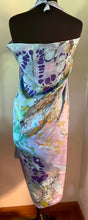 Load image into Gallery viewer, Blue Summer Color Sarong Wrap 44x69 water marbled Habotai Silk