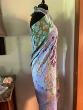 Load image into Gallery viewer, Blue Summer Color Sarong Wrap 44x69 water marbled Habotai Silk