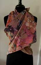 Load image into Gallery viewer, Fall Colors Crepe de chine 72x22” bold fun. This beautiful silk shawl also can  be a shirt and  skirt!