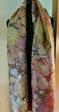 Load image into Gallery viewer, Orange Italian Vein shawl. Crepe de chine 72x22” bold fun. This beautiful silk makes a unique dresser cover and scarf