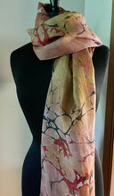 Load image into Gallery viewer, Orange Italian Vein shawl. Crepe de chine 72x22” bold fun. This beautiful silk makes a unique dresser cover and scarf