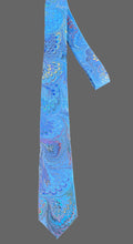 Load image into Gallery viewer, Blue Multicolored bouquet 3” Silk Tie  water marbled