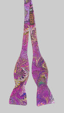 Load image into Gallery viewer, Purple multicolored bouquet water marbled silk bow tie