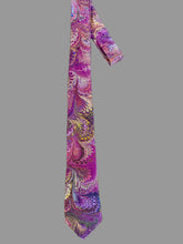 Load image into Gallery viewer, Purple Multicolored bouquet 3” Silk Tie  water marbled
