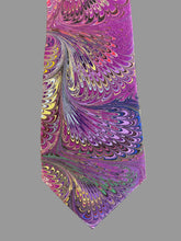 Load image into Gallery viewer, Purple Multicolored bouquet 3” Silk Tie  water marbled