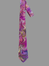 Load image into Gallery viewer, Purple Multicolored bouquet 3” Silk Tie  water marbled