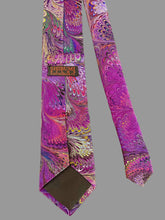 Load image into Gallery viewer, Purple Multicolored bouquet 3” Silk Tie  water marbled