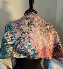 Load image into Gallery viewer, Twice Marbled Water Marbled Habotai Silk 14x72. Double sided.