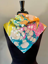 Load image into Gallery viewer, Summer colors 21x21 Square Habotai silk. Wear this unique piece in your hair, as a neckerchief, pocket square, or accessorize your dog.