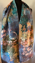 Load image into Gallery viewer, Twice Marbled Water Marbled Habotai Silk 14x72. Double sided.