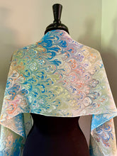 Load image into Gallery viewer, Blue green orange bouquet pattern Habotai Silk