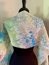 Load image into Gallery viewer, Blue green orange bouquet pattern Habotai Silk