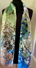 Load image into Gallery viewer, Two sided Lots of Color Charmeuse Silk 72x14” bold fun. This beautiful silk makes a unique dresser cover and scarf
