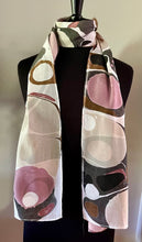 Load image into Gallery viewer, Double sided neutral Stone & Stone pattern Charmeuse Silk 72x14” bold fun. This beautiful silk makes a unique dresser cover and scarf.