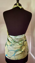 Load image into Gallery viewer, Green Italian Vein Crepe de chine 72x22” bold fun. This beautiful silk shawl also can be a shirt and skirt!