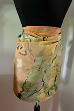 Load image into Gallery viewer, Klimt Flowers two sided Crepe de chine 72x22” bold fun. This beautiful silk shawl also can be a shirt and skirt!