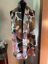 Load image into Gallery viewer, Twice marbled neutral Stone & Stone pattern Charmeuse Silk 72x14” bold fun. This beautiful silk makes a unique dresser cover and scarf