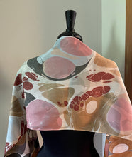Load image into Gallery viewer, Twice marbled neutral Stone & Stone pattern Charmeuse Silk 72x14” bold fun. This beautiful silk makes a unique dresser cover and scarf