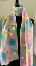 Load image into Gallery viewer, Barbie.  Polka dots pink, blue, lavender Habotai Silk 14x72