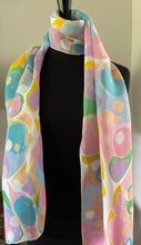 Load image into Gallery viewer, Barbie.  Polka dots pink, blue, lavender Habotai Silk 14x72