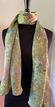 Load image into Gallery viewer, Chartreuse bouquet Charmeuse  Silk 72x14” bold fun. This beautiful silk makes a unique dresser cover and scarf