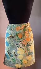Load image into Gallery viewer, Klimt Flower Shawl Crepe de chine 72x22” bold fun. This beautiful silk makes.  a unique dresser cover and scarf