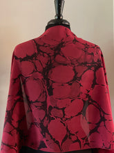 Load image into Gallery viewer, Red Italian Vein shawl. . Crepe de chine 72x22” bold fun. This beautiful silk makes a unique dresser cover and scarf.