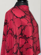 Load image into Gallery viewer, Red Italian Vein shawl. . Crepe de chine 72x22” bold fun. This beautiful silk makes a unique dresser cover and scarf.