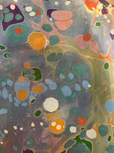 Load image into Gallery viewer, Blue multi colored stone shawl. .  Crepe de chine 72x22” bold fun. This beautiful silk makes a unique dresser cover and scarf