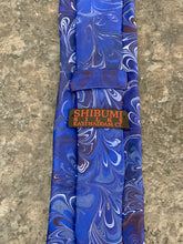 Load image into Gallery viewer, Royal Blue bouquet 3” Silk Tie  water marbled