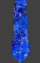 Load image into Gallery viewer, Royal Blue bouquet 3” Silk Tie  water marbled