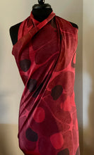 Load image into Gallery viewer, Red Stone Sarong Wrap 44x69 water marbled Habotai Silk combed
