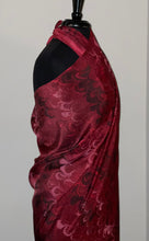 Load image into Gallery viewer, Red Bouquet Sarong Wrap 44x69 water marbled Habotai Silk combed