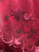 Load image into Gallery viewer, Red Bouquet Sarong Wrap 44x69 water marbled Habotai Silk combed