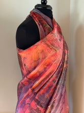 Load image into Gallery viewer, Rainbow dyed Sarong Wrap 44x69 water marbled Habotai Silk random.