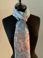 Load image into Gallery viewer, Blue spring multi colored bouquet  Patterned Habotai Silk