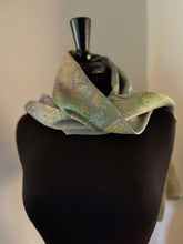 Load image into Gallery viewer, Chartreuse bouquet Charmeuse  Silk 72x14” spring delight.  This beautiful silk makes a unique dresser cover and scarf