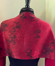 Load image into Gallery viewer, Red Bouquet Charmeuse Silk 72x14” bold fun. This beautiful silk makes a unique dresser cover and scarf
