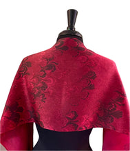 Load image into Gallery viewer, Red Bouquet Charmeuse Silk 72x14” bold fun. This beautiful silk makes a unique dresser cover and scarf