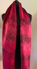 Load image into Gallery viewer, Red Bouquet Charmeuse Silk 72x14” bold fun. This beautiful silk makes a unique dresser cover and scarf