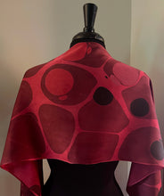 Load image into Gallery viewer, Red Stone Charmeuse Silk 72x14” bold fun. This beautiful silk makes a unique dresser cover and scarf .