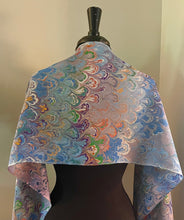 Load image into Gallery viewer, Twice marbled bouquet Charmeuse Silk 72x14” bold fun. This beautiful silk makes a unique dresser cover and scarf.
