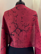 Load image into Gallery viewer, Red Italian Vein shawl. . Crepe de chine 72x22” bold fun. This beautiful silk makes a perfect top, skirt and scarf.