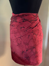 Load image into Gallery viewer, Red Italian Vein shawl. . Crepe de chine 72x22” bold fun. This beautiful silk makes a perfect top, skirt and scarf.
