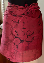 Load image into Gallery viewer, Red Italian Vein shawl. . Crepe de chine 72x22” bold fun. This beautiful silk makes a perfect top, skirt and scarf.