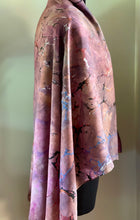 Load image into Gallery viewer, Mauve dyed Sarong Wrap 44x69 water marbled Habotai Silk random.